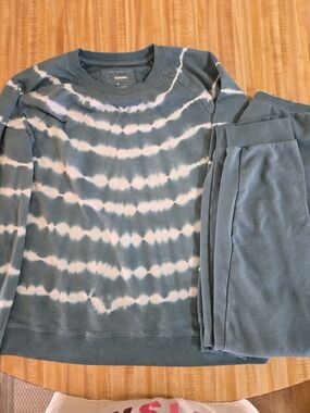 Sonoma Teal & White Tie-Dye Pullover and Joggers Set